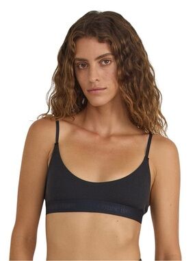 Organic Basics Core Rib Open Back Scoop Bralette Women’s US Size S Black Cotton